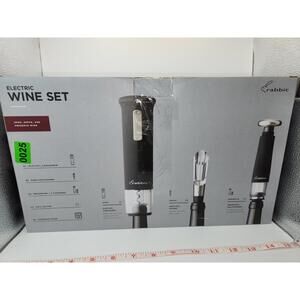 Rabbit Electric Wine Set-Corkscrew, Aerator/Pourer, Preserver...more. Open Box.